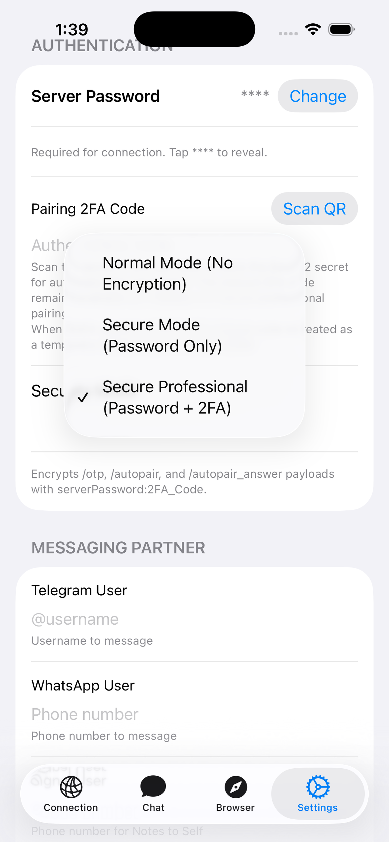 AutoYou security settings with TOTP 2FA